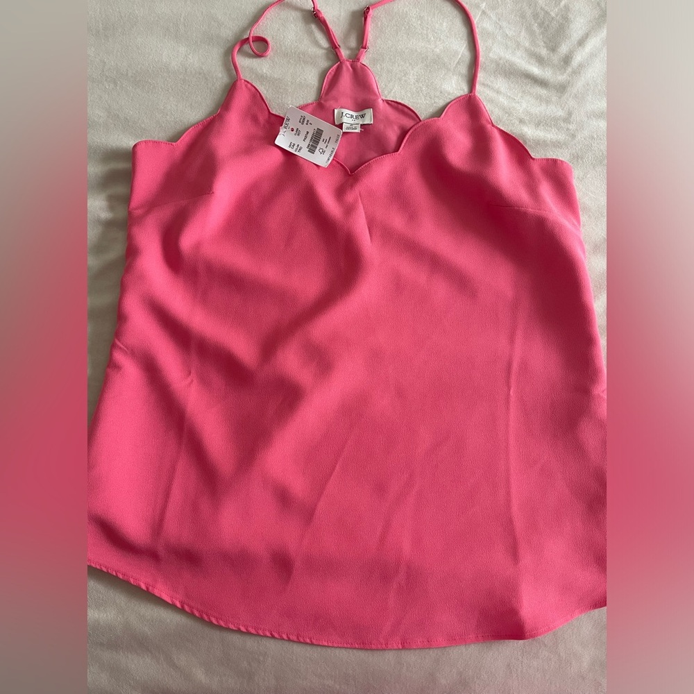 Coral camisole top with scalloped edges